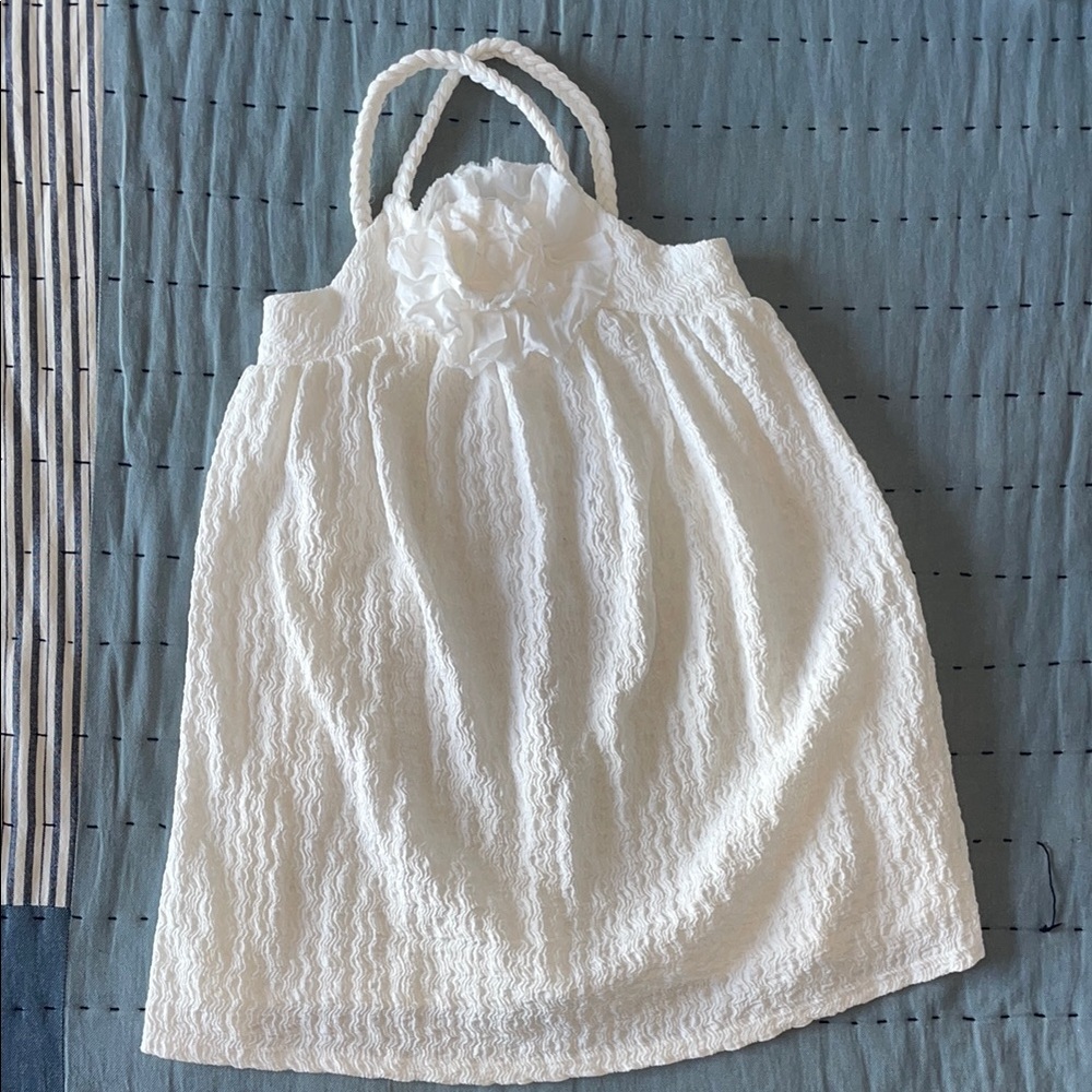 Zara Kids White Halter Dress with Floral Detail